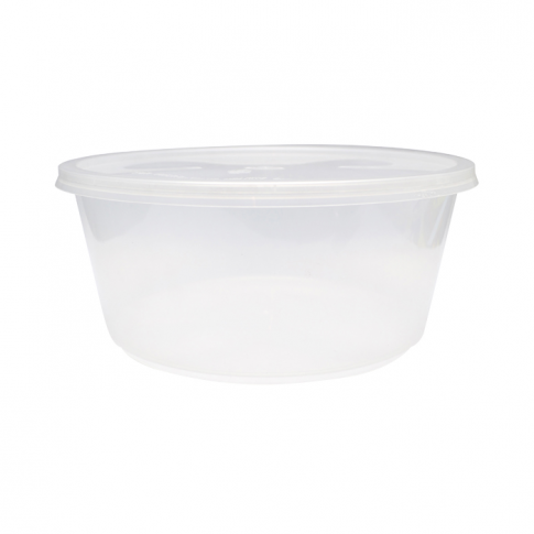 Boite plastique PP ronde transparente avec couvercle 3 000ml Ø237mm  H102mm