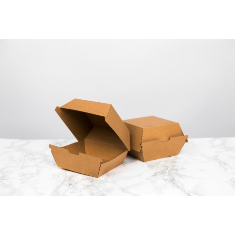 Boîte burger carton kraft brun  95x95mm H50mm