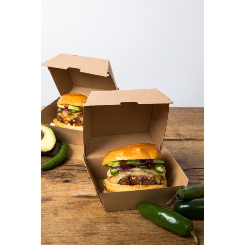 Boîte burger carton kraft brun  95x95mm H50mm