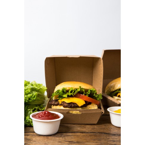 Boîte burger carton kraft brun  95x95mm H50mm