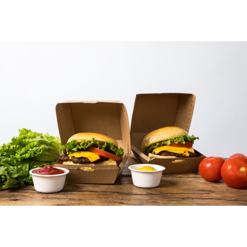 Boîte burger carton kraft brun  95x95mm H50mm
