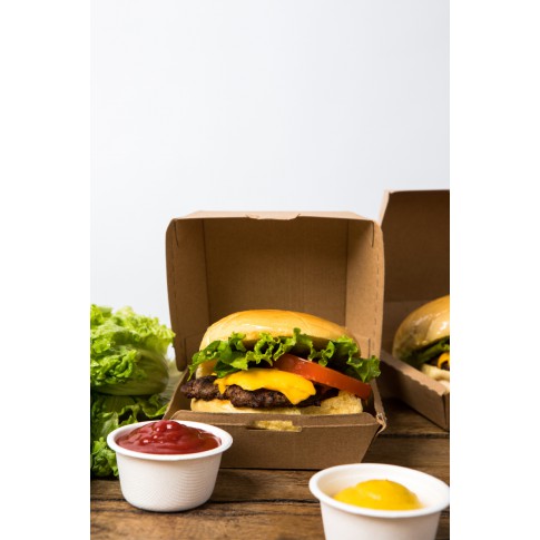 Boîte burger carton kraft brun  95x95mm H50mm