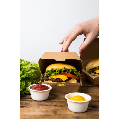 Boîte burger carton kraft brun  95x95mm H50mm