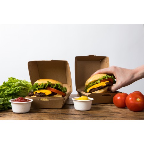 Boîte burger carton kraft brun  95x95mm H50mm
