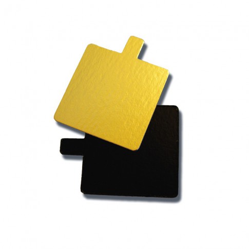 Carré avec languette carton double face or noir  80x80mm
