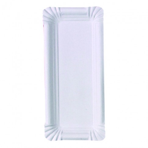 Assiette rectangulaire en carton recyclé blanc  240x110mm