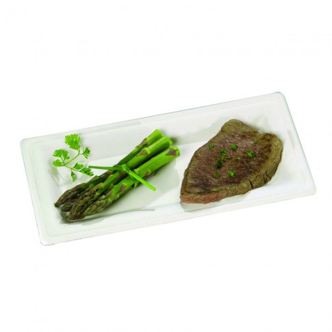 Assiette rectangulaire blanche en pulpe  260x130mm