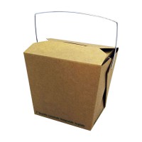 Boîte carton kraft carré biodégradable avec anse 750ml 100x92mm H104mm