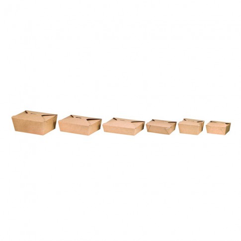 Boîte repas carton kraft ingraissable biodégradable "Nature" 1 500ml 218x160mm H63mm