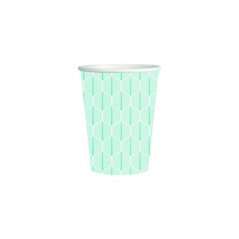 Gobelet carton blanc décor feuille  H137mm 470ml