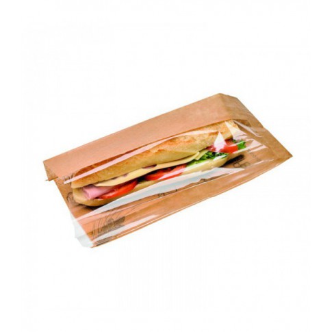 Sac kraft avec fenêtre sur côté et soufflet 120x40mm H340mm