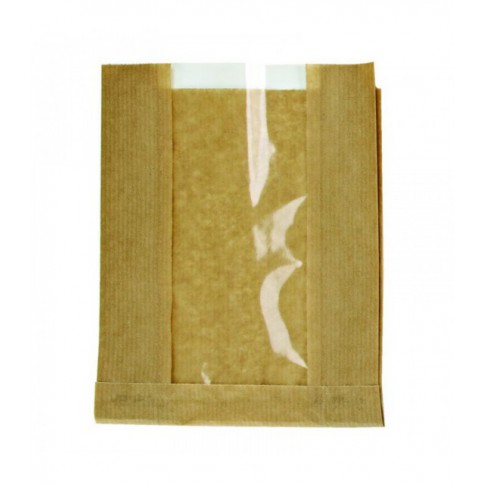 Sac papier kraft brun à fenêtre  280x70mm H180mm