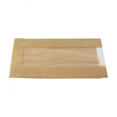 Sac papier kraft brun à fenêtre  220x60mm H140mm
