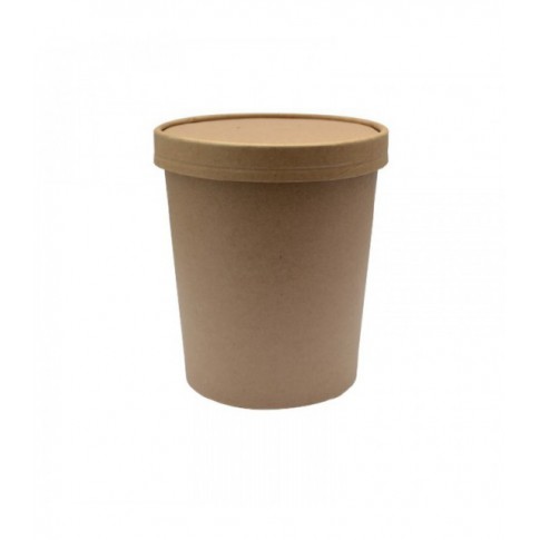 Pot carton brun chaud et froid avec couvercle carton 620ml Ø97mm  H118mm
