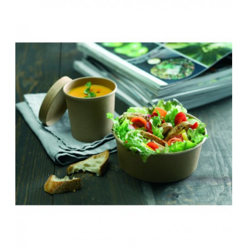 Pot carton brun chaud et froid avec couvercle carton 620ml Ø97mm  H118mm