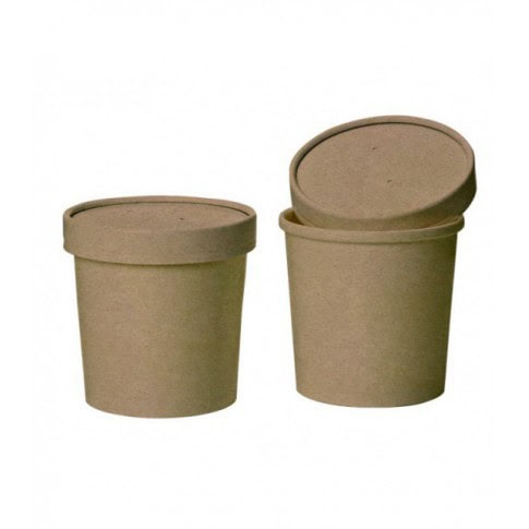 Pot carton brun chaud et froid avec couvercle carton 620ml Ø97mm  H118mm