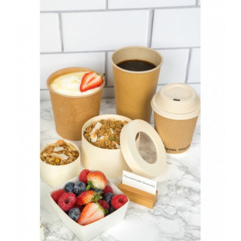 Pot carton brun chaud et froid avec couvercle carton 620ml Ø97mm  H118mm