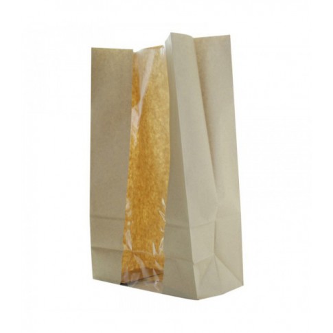 Sac SOS papier kraft brun avec fenêtre  225x120mm H375mm
