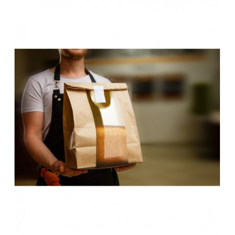 Sac SOS papier kraft brun avec fenêtre  225x120mm H375mm