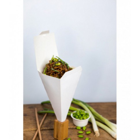 Cône snack refermable carton blanc  90x90mm H190mm