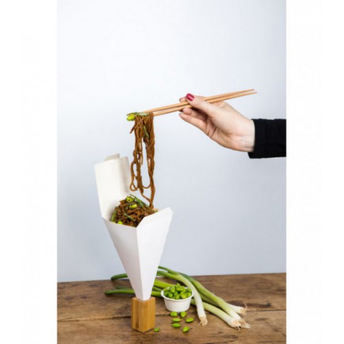 Cône snack refermable carton blanc  90x90mm H190mm
