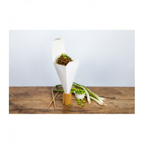 Cône snack refermable carton blanc  90x90mm H190mm