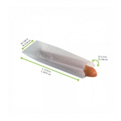 Sac sandwich papier blanc  100x40mm H340mm