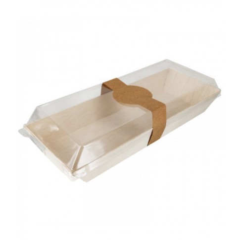 Barquette rectangulaire en bois "Samouraï"  215x85mm H28mm