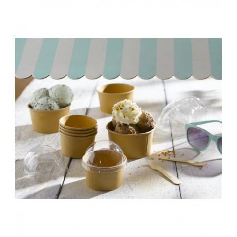 Pot carton kraft brun chaud et froid 130ml Ø74mm  H50mm