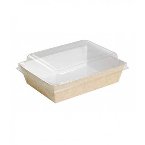 Panier à salade carton kraft brun laminé interieur blanc  220x170mm H40mm 850ml