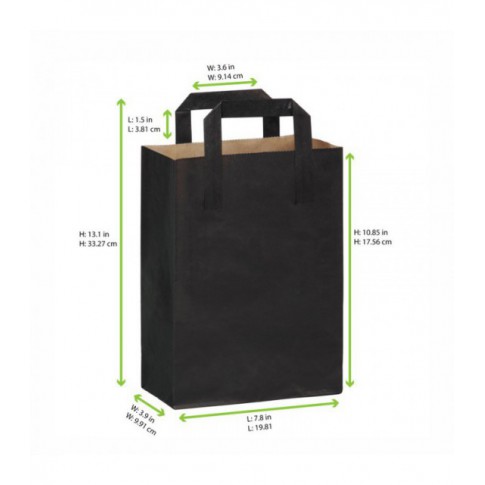 Sac cabas papier recyclé kraft brun imprimé noir 200x100mm H280mm