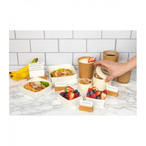 Boite "Kray" carrée carton blanc avec couvercle à fenêtre  205x205mm H40mm 1450ml