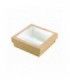 Boîte "Kray" carrée carton brun avec couvercle à fenêtre 700 ml 15,5 x 15,5 x 5 cm