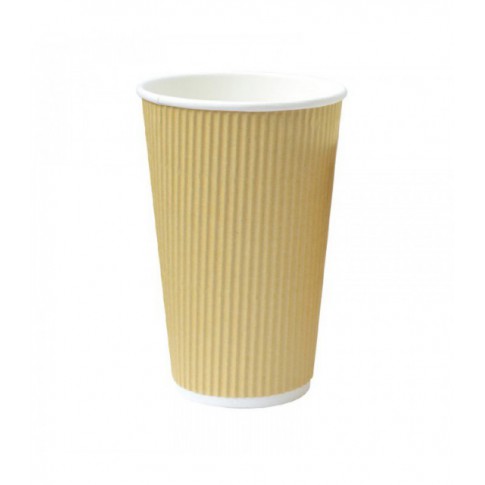 Gobelet Rippley en carton kraft ondulé beige à double paroi  H136mm 450ml