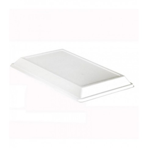 Couvercle dôme rectangulaire blanc en pulpe de canne 410x280mm H37mm