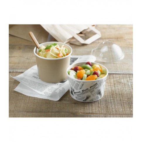 Pot "Deli" rond en carton décor brun  H54mm 360ml