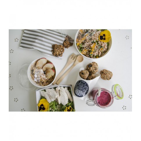Pot "Deli" rond en carton décor brun  H99mm 650ml