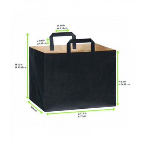 Sac cabas papier brun recyclé imprimé noir 320x220mm H250mm