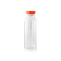 Bouteille plastique PET transparente avec bouchon orange 330 ml 3,8 x 5,7 x 16,2 cm