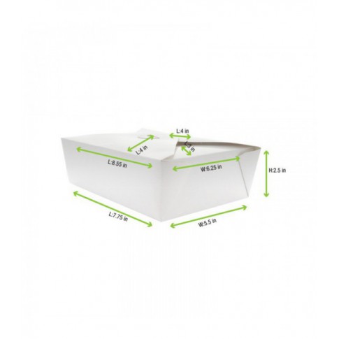 Boîte repas carton blanc 1 500ml 215x160mm H65mm