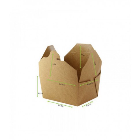 Boîte repas carton kraft laminé 1 500ml 218x160mm H63mm