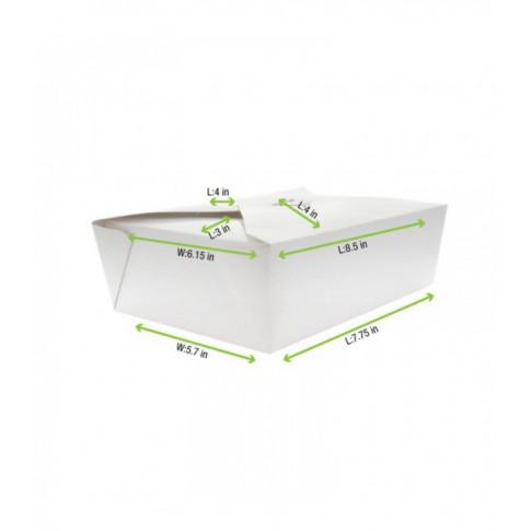 Boîte repas carton blanc 1 400ml 220x160mm H50mm