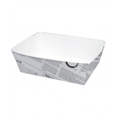 Barquette en carton décor journal 440ml 80x110mm H40mm