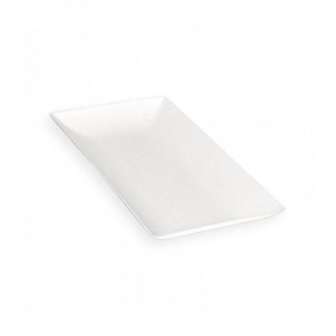 Assiette rectangulaire blanche en pulpe "BioNChic"  180x90mm