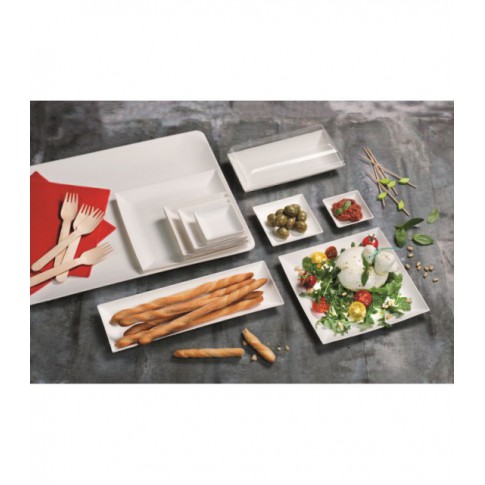 Plateau rectangulaire blanc en pulpe "BioNchic" 400x150mm