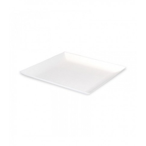 Assiette carrée blanche en pulpe "BioNChic" 160x160mm
