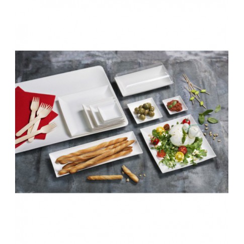 Assiette carrée blanche en pulpe "BioNChic" 160x160mm