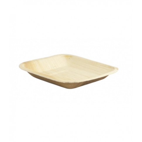 Assiette carrée angles droits en palmier 165x165mm H30mm