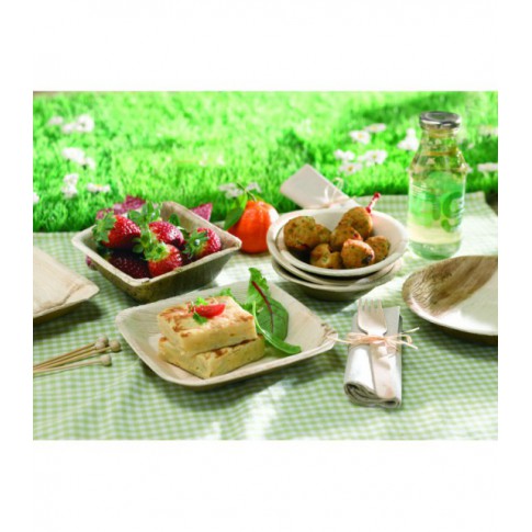 Assiette carrée angles droits en palmier 165x165mm H30mm