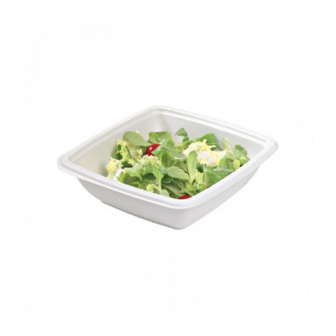 Saladier carré blanc en pulpe  195x195mm H45mm 750ml